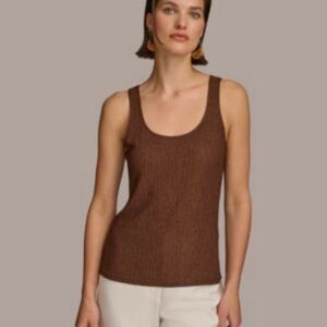 Donna Karan Brown Textured Top